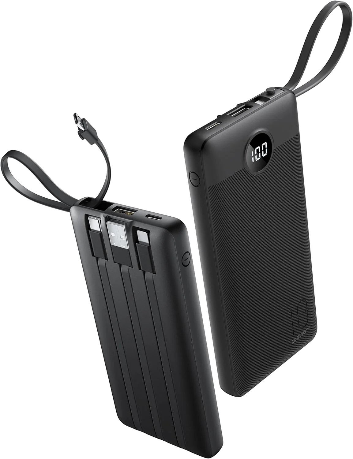 Coowisty 10,000mAh Power Bank with Built-in Cables