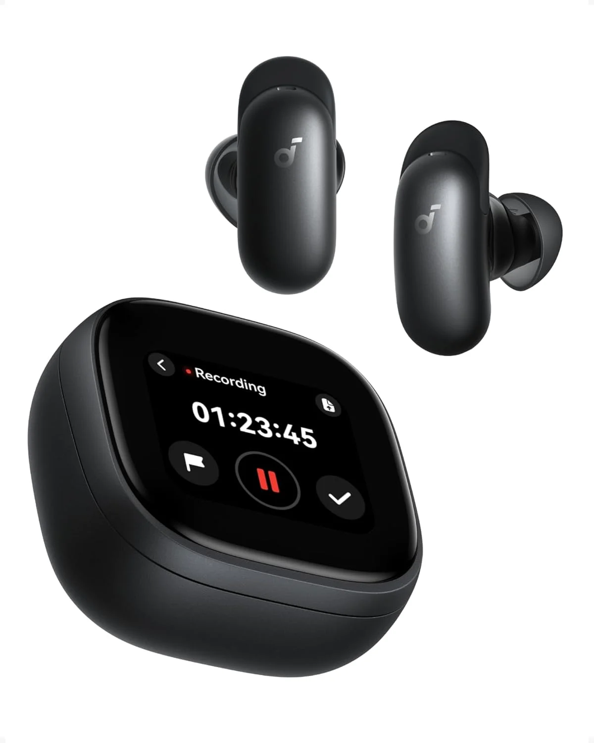 Anker Soundcore Liberty 5 Pro Max earbuds with AMOLED display case